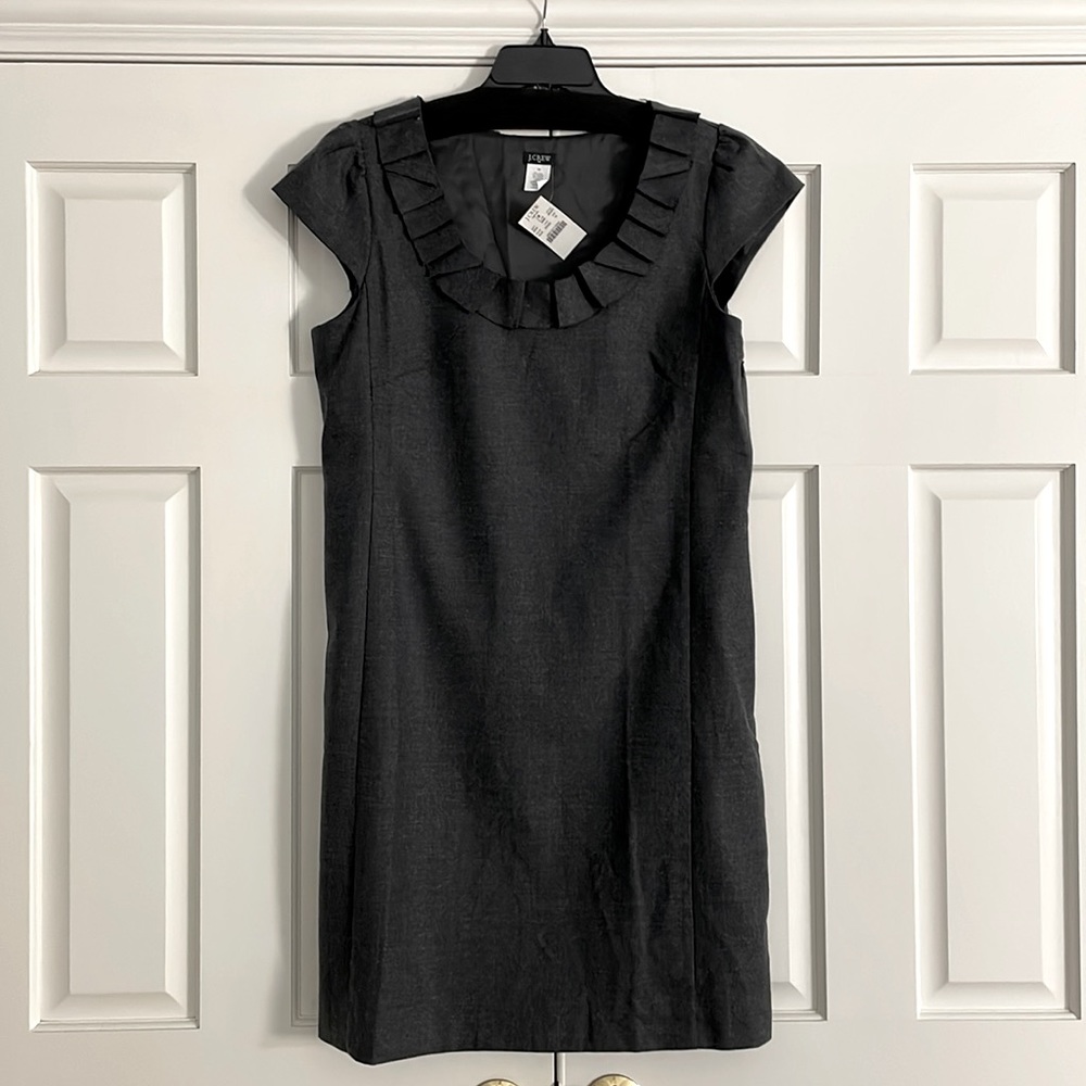 NWT J. Crew Factory Gray Wool Cap Sleeve Sheath Dress Size 14